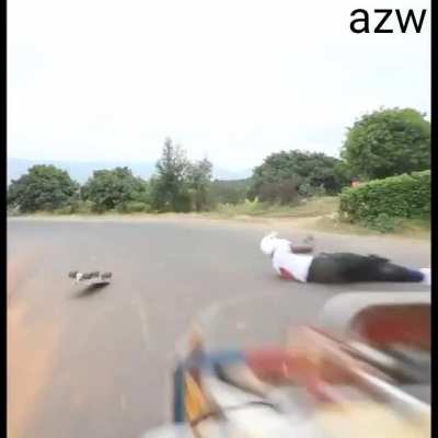 At least he was wearing a helmet