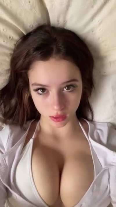 Imagine just being in between that rack and she just looks up at you like this. I&rsquo;d melt instantly