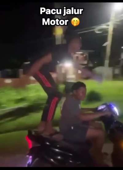 WCGW standing on a moving bike