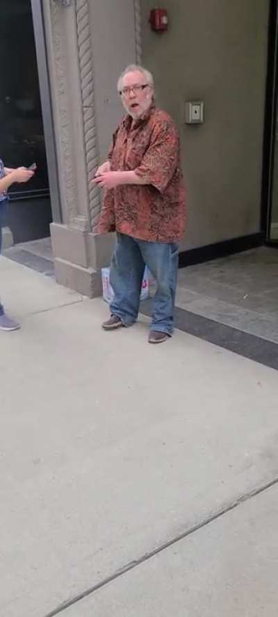 I step outside my building to walk my dog, my crazy, perpetually drunk neighbor waiting for his Drizly order says "Fuck you and your pitbull." I stop and stare at him and he starts going off on me, unhinged.