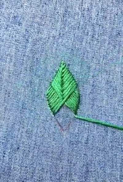 Mending a hole by sewing in a leaf