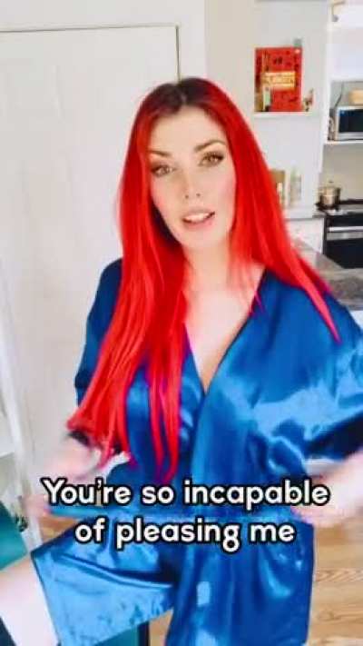 You&rsquo;ll never satisfy with that tiny cock. You know what that means? If you can&rsquo;t fuck me, I&rsquo;ll just have to fuck you.