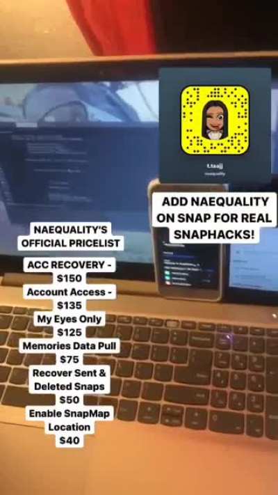 Contact @naequality on snap to order account hacks like account access, account recovery, my eyes only &amp;amp; more! All available For socials like iG, Snap, FB , Twitter , &amp;amp; TikTok. Telegram Group Link In Comments Below 👇