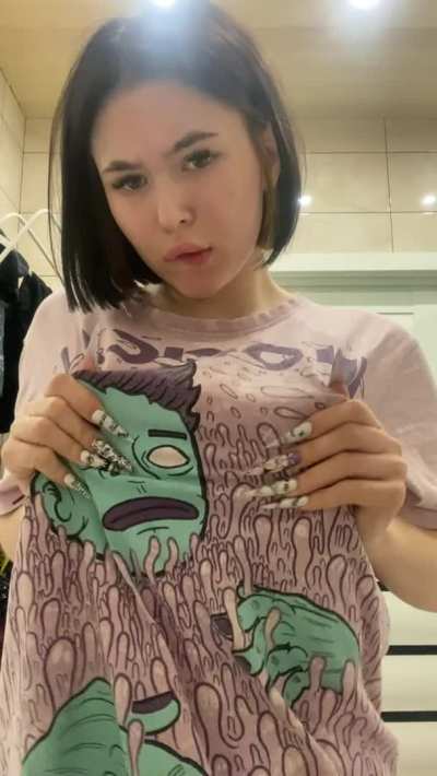 T-shirt up and boobs closer to your face...