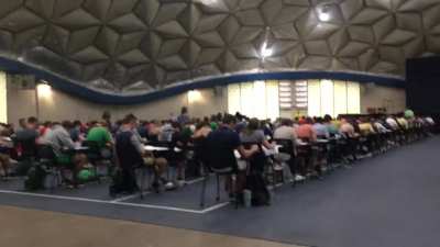 Professor at the University of Notre Dame orchestrates a wild interruption each year to excuse giving students an extra hour on their finance exam.