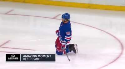 Brandon Lemieux takes a Subban shot off the leg, can't stand up, stumbles around the ice and then blocks another one!