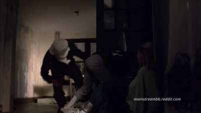 Courtney Bertolone Knees a Man in the Balls in Front of Samantha Dark in Malevolence (2004)