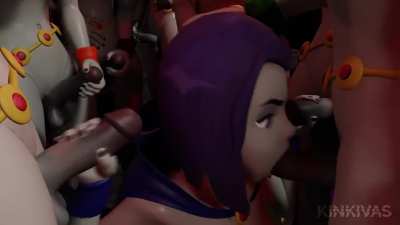 Raven sucking Futa Ravens (Kinkivas) [DC Titans]