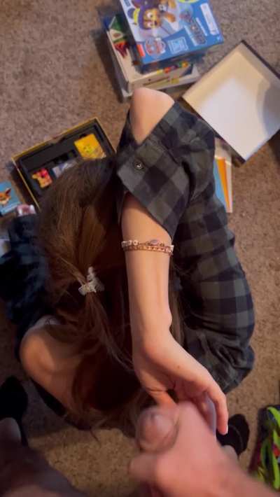 Cumming in my wife&rsquo;s hand while she&rsquo;s trying to organize board games