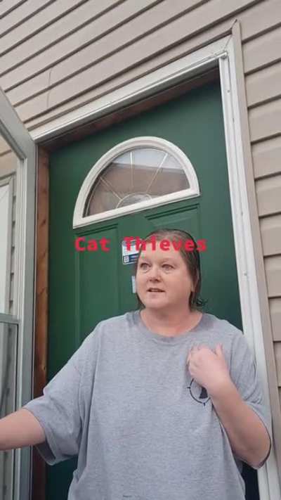 Cat thief gets confronted.