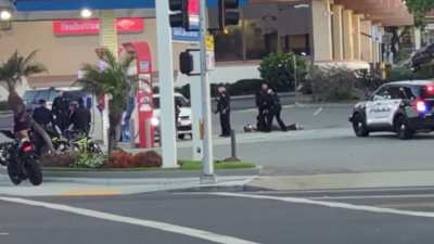 Biker vs dad gas station fight