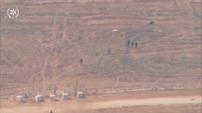 Palestinian fighters get blown up while walking across field by Israeli air support