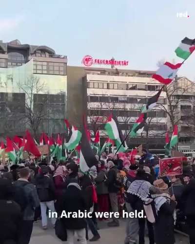 German police arrest pro-Palestine protesters for chanting in Arabic after Germany passed a ban on Arabic slogans at protests, based on false claims from the Bild newspaper