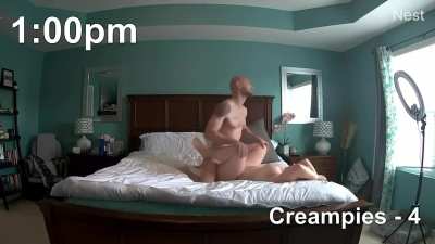 I fucked guys all day while hubby was out playing golf. Every single one of them came inside me and hubby reclaimed me later that night after I had been used all up!