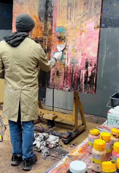 Artist Paul Kenton paints another masterpiece in his signature style