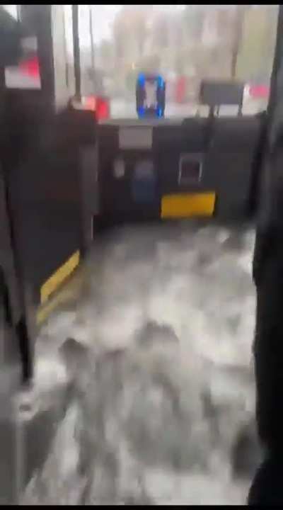 Flooding inside a moving bus in Brooklyn 09.29.2023