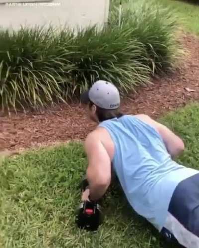 Doing push-ups with a stranger