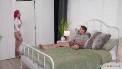 Lily Lou makes her husband wait in the other room while show blows BBC on the couch