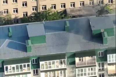 Murom surveillance system that was disguised on the facade of a building was hit by an FPV drone in Nova Kakhovka, Kherson region.  126th Separate Brigade of Territorial Defense Forces.  (10/March/2024)