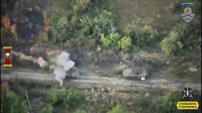Ukrainian FPV pilot performs incredible flip and airburst into a Russian AFV (59th Motorized Brigade) Sep. 1st publication. 