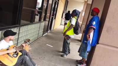 3 random strangers on street make an awesome song.