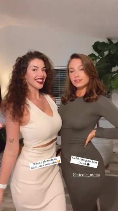 Posing with friend