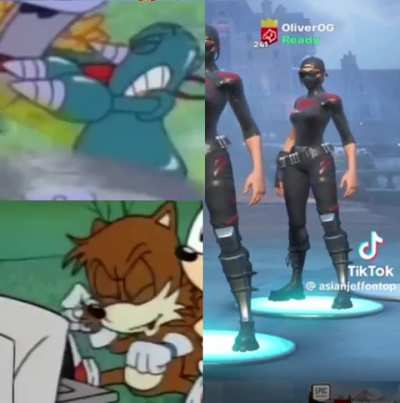 Sonic and tails playing Fortnite with scratch and grounder
