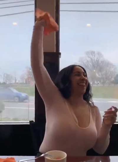 She can&rsquo;t hide those monstrous shirt stretchers