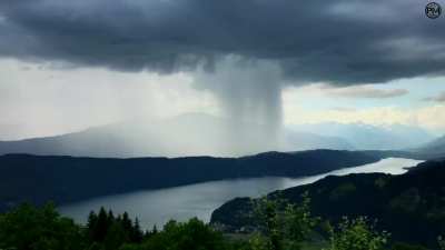 The release of energy when it pours rain like this