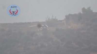 Opposition BGM-71 TOW team targets a grounded SAA helicopter in Latakia, Syria - 11/24/2015