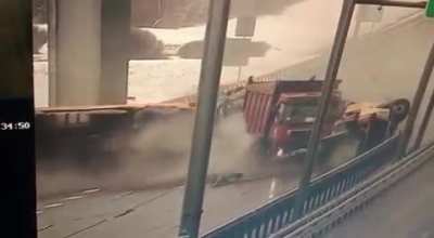 Trucks crash