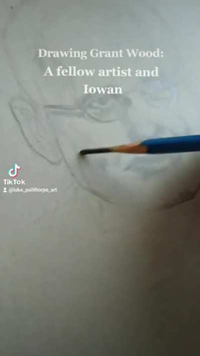 Drawing a Portrait of Grant Wood