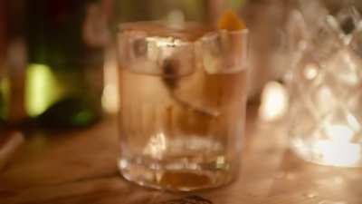 The Oaxacan Old Fashioned. Recipe from Death &amp;amp; Co. Edible scorpion in clear hand cut ice. 🥃 🦂 🧊 Al mal tiempo, buena cara.