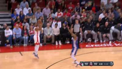 [Highlight] Eric Gordon makes a deep contested 3 to give the Rockets a lead in the 2nd Overtime