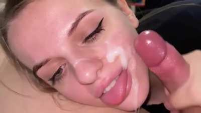 All over her pretty face