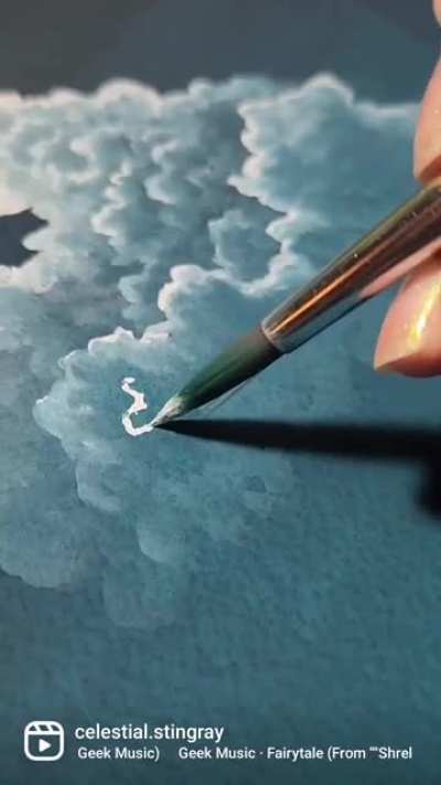 Watercolor gouache clouds