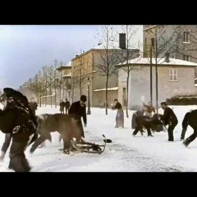 A 124-years-old snowballs fight in Lyon, France 1896