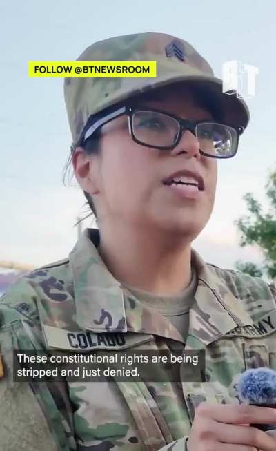 U.S. military member joined an anti-ICE protest in Dallas, Texas and speaks out against Trump deploying Marines to Los Angeles. "We serve the people of the United States, the Constitution. These constitutional rights are being stripped and just denied. An