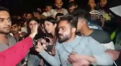 Footage of a Female reporter being harassed live in India