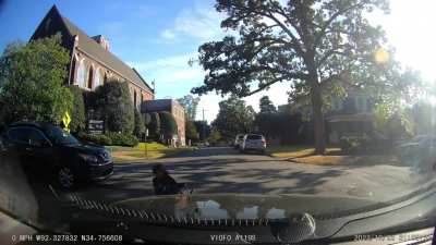 lady on a moped gets rear ended