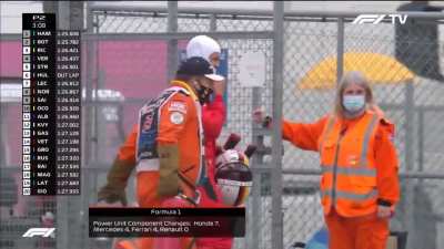 Marshall:"Should I extinguish the fire on your car?"..... Seb :"Nah! Let it burn"