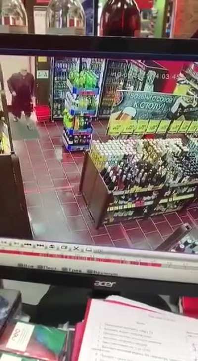 Grandma getting more booze at the shop