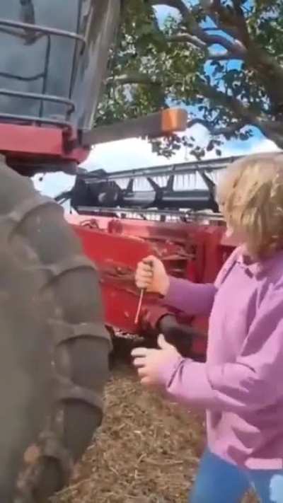 Trying to puncture a tyre