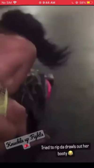 Girl gets dominated, then wedgied during street "fight"