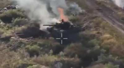 Destruction of a Russian tank in the Zaporozhzhia area