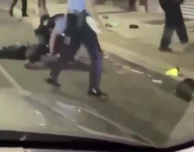 The cop literally put that man's hand on the stick just so he could have a reason to beat him up