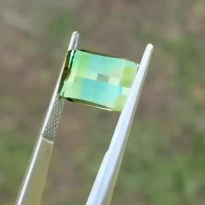 Spectacular &ldquo;Pixel Cut&rdquo; Bicolor Congo Tourmaline