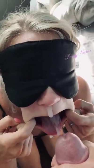 Daddy shooting a silky 3-day load down my throat