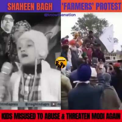 "Modi teri kabr khudegi..Khattar teri kabr khudegi.." :Children being used at so-called 'farmers' protest.