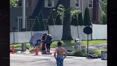 Lady does not allow parking or use of the sidewalk in front of her house.